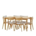 thumbnail image 3 of GDF Studio Carnelian Wood and Fabric 7 Piece Dining Set, Natural Oak, Light Beige, 3 of 10