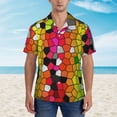 thumbnail image 5 of Uemuo Colorful Tie Dye Stained Glass 1 Printed Regular Fit Short Sleeve Casual Hawaiian Shirt for Men,Aloha shirt,Tropical shirt,Floral print shirt,Vacation Beach shirt-XX-Large, 5 of 9