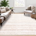 thumbnail image 1 of Large Soft Area Rugs 8x10 Vintage Machine Washable Floor Cover, Boho Distressed Non-Shedding Low Pile Rug, Farmhouse Non-Slip Stain Resistant Indoor Carpet for Bedroom, Brown, 1 of 11