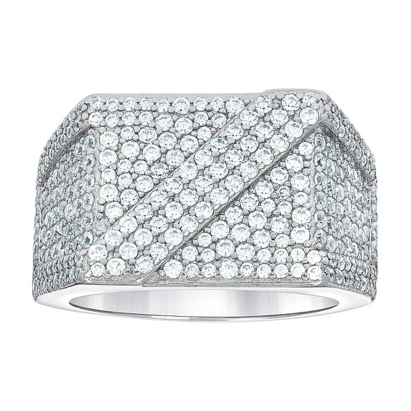 925 Sterling Silver Mens 2.65ct Moissanite Square Head Fashion Ring 15.1mm Long Size 11 Ring for Men