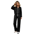 thumbnail image 5 of IUYRTFE Women's Zip Up Jacket and Wide Leg Pants Set 2 Piece Casual Tracksuit Solid Color, 5 of 8
