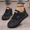 thumbnail image 7 of pwidon Women's Platform Skate Sneakers Lace Up Breathable Low Top Casual Walking Fashion Board Shoes Black 7.5, 7 of 7
