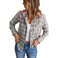 thumbnail image 2 of Hooded Plaid Shirt Coat, Breathable Hooded Shirt Jacket For Daily Work For Party ANGGREK Otros, 2 of 8