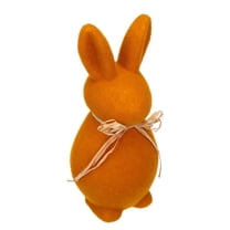 NIAIZEK Adorable Orange Flocked Bunny Figurine for Easter Garden Decor and Tabletop Celebrations 10 Inches