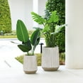 thumbnail image 3 of LuxenHome 16.1" H Tall Planter Outdoor Indoor Plant Pot Handmade Modern Striped MgO Planter Pot, 3 of 9