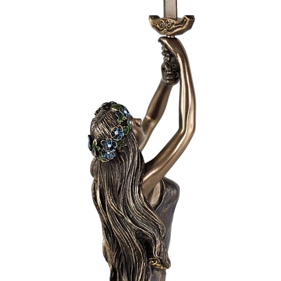 13" Lady of the Lake Viviane Holding Excalibur Sword Statue Bronze Color
