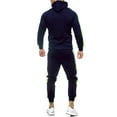 thumbnail image 4 of 2Pcs Men's Tracksuit Set Pullover Hoodie Sweatshirt Jogger Sweatpants Solid Patchwork Casual Suit, 4 of 5