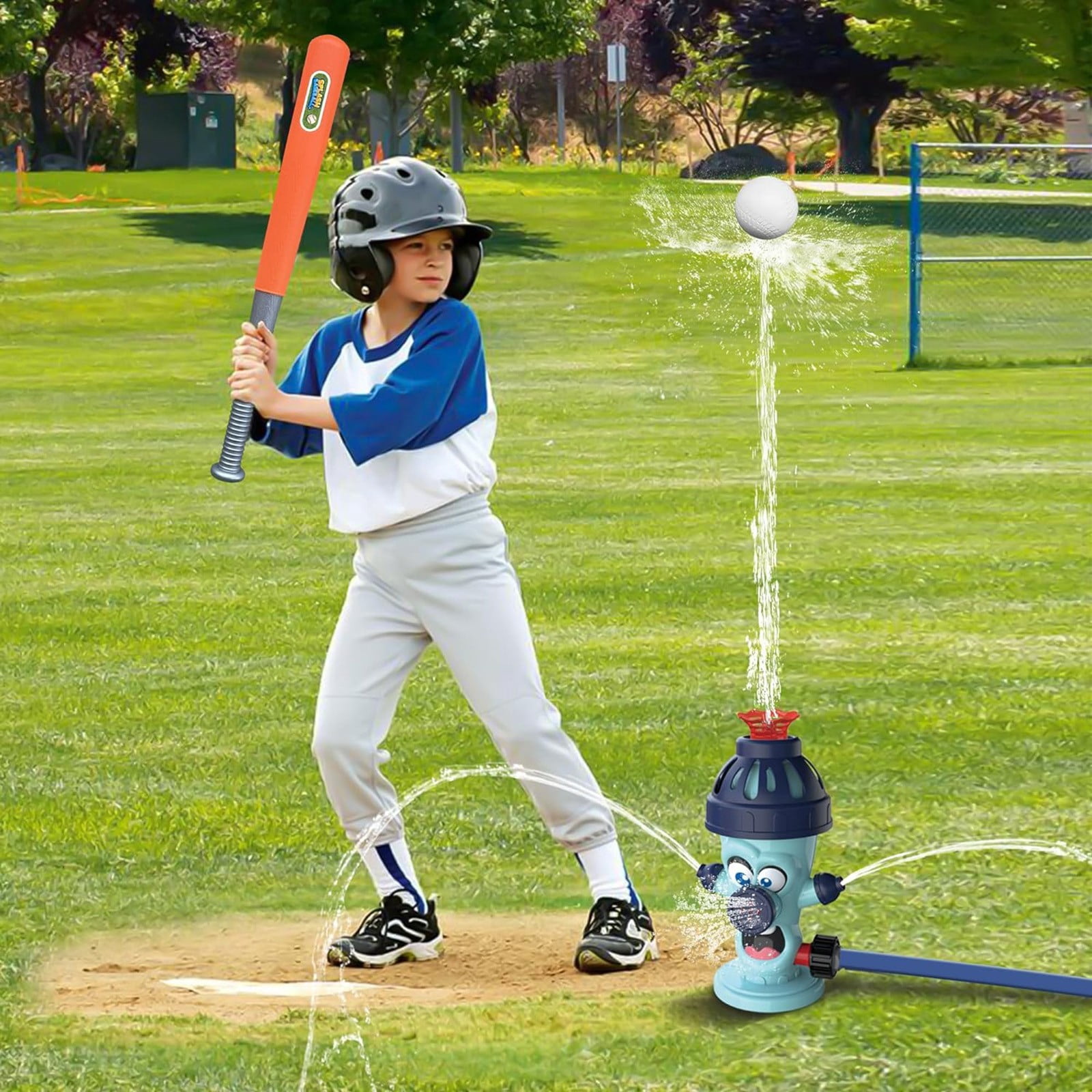 Water Spraying Fire Baseball Toy, Outdoor Sprinkler Game for Garden Hose, Summer Backyard Fun, Swimming Pool Sport Activity, Green
