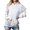 thumbnail image 1 of Women Tie Dyed Colorblock Kangaroo Pocket Drawstring Long Sleeves Hoodies, 1 of 6