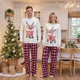 thumbnail image 5 of Nibbcoa Family Matching Christmas Pajamas Outfits Long Sleeve Elk Printed Tops + Elastic PlaidPantS, 5 of 9