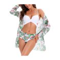 thumbnail image 1 of Txlixc Traje de baño de 3 piezas para mujer, cubierta de manga larga + sujetador cruzado + conjunto de parte inferior de bikini Txlixc  Sexy, 1 of 6