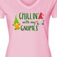 thumbnail image 4 of Inktastic Chillin' with My Gnomes Women's V-Neck T-Shirt, 4 of 5