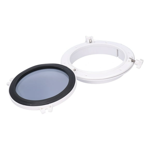 VGEBY 10in Boat Round Portlight Porthole Tempered Glass Opening Window For Marine Boat Yacht RV White