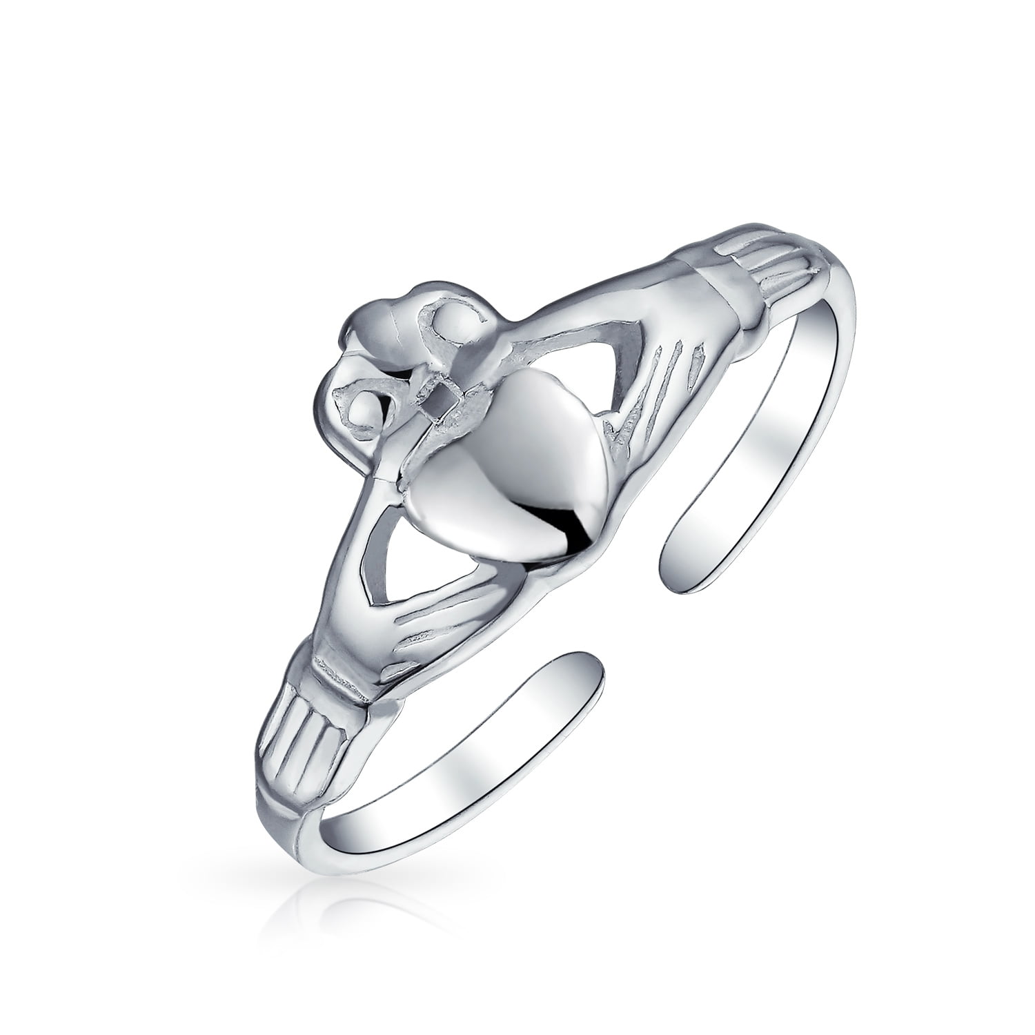 Size 4 Adjustable Sterling Silver Claddagh Toe Midi Ring 