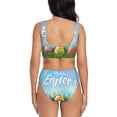 thumbnail image 3 of Wukai Happy Easter Women's Bikini Set Two Piece,wimsuit High Waisted V Neck Twist Front Adjustable Spaghetti Straps Bathing Suit-X-Large, 3 of 7