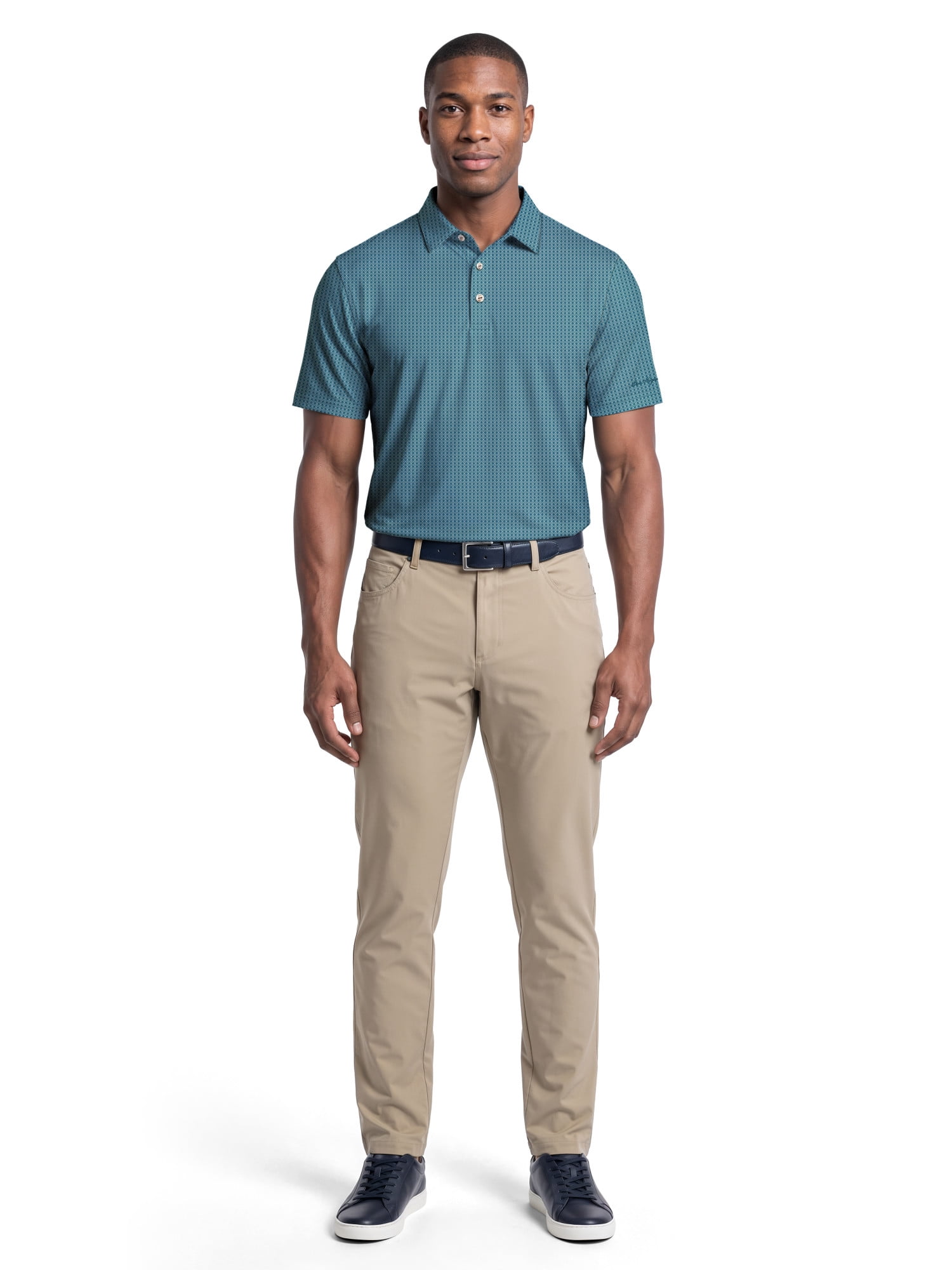 Ben Hogan Performance Men's & Big Men's Two Color Jacquard Short Sleeve Polo Shirt, Sizes S-4XLT