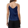 thumbnail image 3 of Camiseta de satén para mujer, top sin mangas con escote en V, blusa casual y formal, camisón de capa 2026 S, color marino, 3 of 5