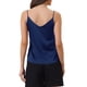 thumbnail image 3 of Camiseta de satén para mujer, top sin mangas con escote en V, blusa casual y formal, camisón de capa 2026 S, color marino, 3 of 5
