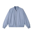 thumbnail image 6 of Dweltoz Mens Lightweight Bomber Jacket Full Zip Varsity Baseball Collar Outwear Casual Softshell Windbreaker Coat with Pockets ,Light Blue 5XL, 6 of 7