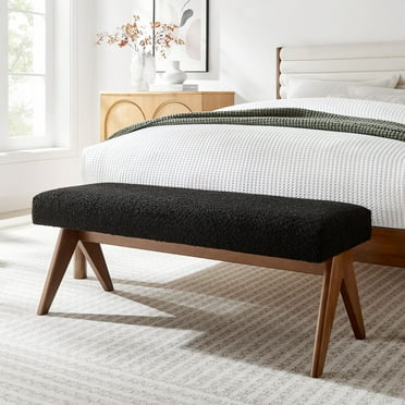 Modway Lyra 47" Boucle Upholstered Bench in Black