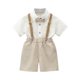 thumbnail image 1 of Odeerbi Chicos 4 Piezas Caballero Traje Formal Preppy Vestido de Manga Corta Camisa de Vestido + Traje Pantalones Cortos + Colgantes + Corbata Colegial Conjunto de Uniforme, 1 of 9
