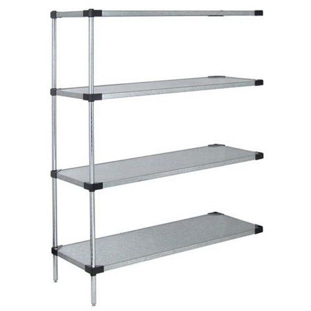 Étagères Solides Unités d'Extension à 4 Tablettes, Acier Inoxydable - 18 x 48 x 74 Po