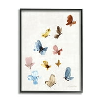 Stupell Varied Butterflies Flutter Nature Animals & Insects Painting Black Framed Art Print Wall Art