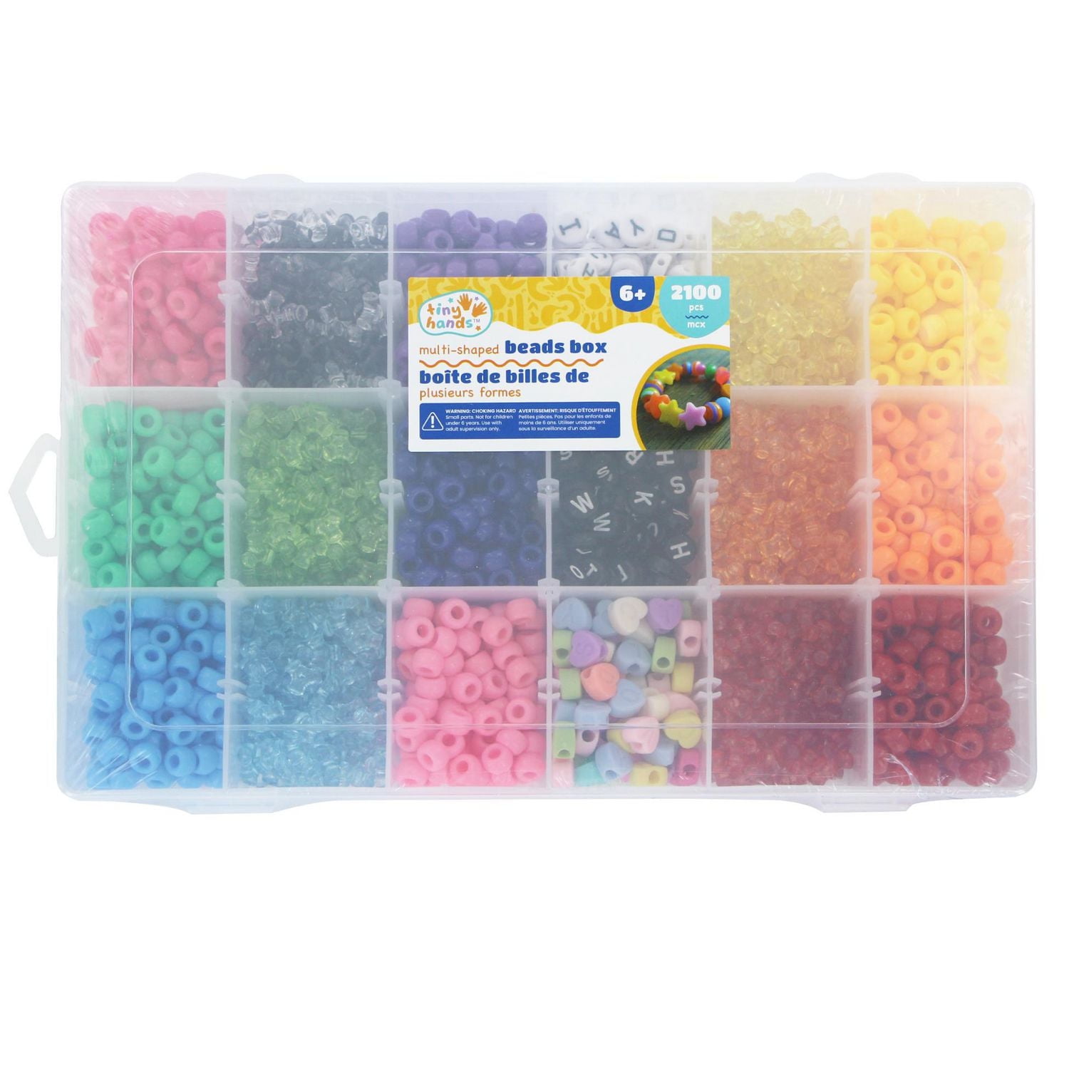 TINY HANDS Beads Box, Assorted Shapes, 2100 pcs, Age 6+, Kids, Crafts, Fun Activity, Boxed Beads 2100pcs