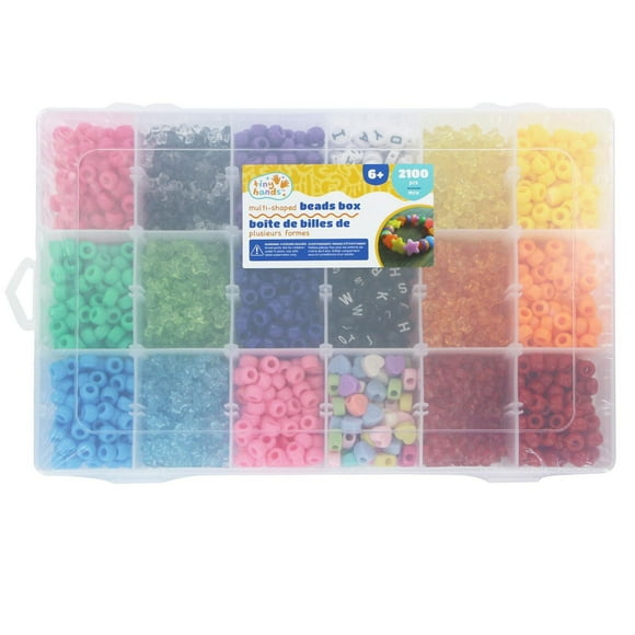 TINY HANDS Beads Box, Assorted Shapes, 2100 pcs, Age 6+, Kids, Crafts, Fun Activity, 2100pcs