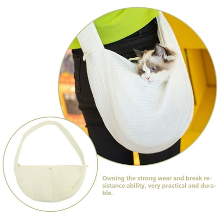 UPOUART 1Pcs Small Pet Bag White Canvas Sling Bag for Pet Carrying 21.7X18.5X1.4in