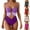 Hot Pink, variant on Women's One Piece Swimsuit Tummy Control Removable Padded Cups Bare Back Round Neck Lace Trim Pink S