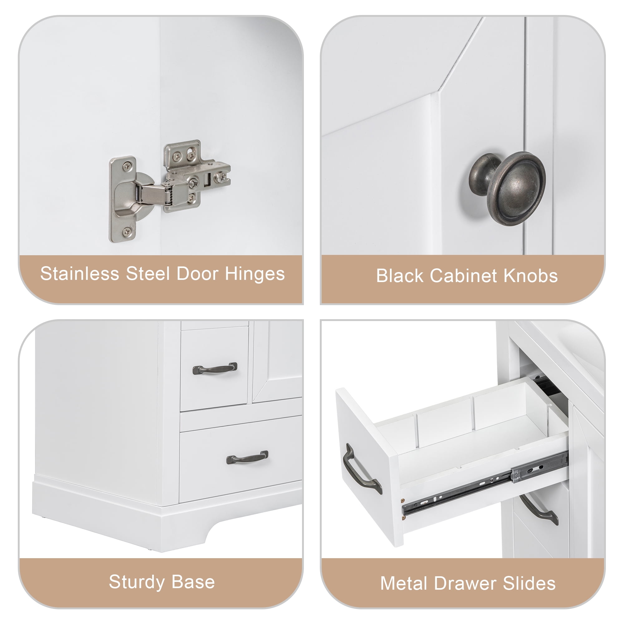 Harper & Bright Designs 36" Bathroom Vanity with Sink Combo, Bathroom Vanity Cabinet with Multi-Functional Drawer Divider and Adjustable Shelf