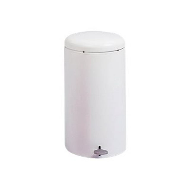 Safco Step-On Receptacle - Poubelle - Ronde - Couvercle à Capteur de Mouvement - 7 gal - Pédale - Résistante au Feu - Acier Enduit de Poudre - Blanc