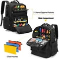 thumbnail image 3 of Tool Bag Backpack for Men with 3 Tool Pouches, Heavy-Duty Tool Storage Organizer Bag with Padded Shoulder & Waist Support, Tactical Work Tool Bag for Electrician, Repairman, HVAC Techs, Black, 3 of 8