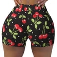 thumbnail image 2 of Goofa Sweet Red Cherry Printed Workout Shorts Women Seamless Scrunch Butt Lifting High Waisted Gym Booty Shorts Elastic Workout Shorts-Medium, 2 of 8