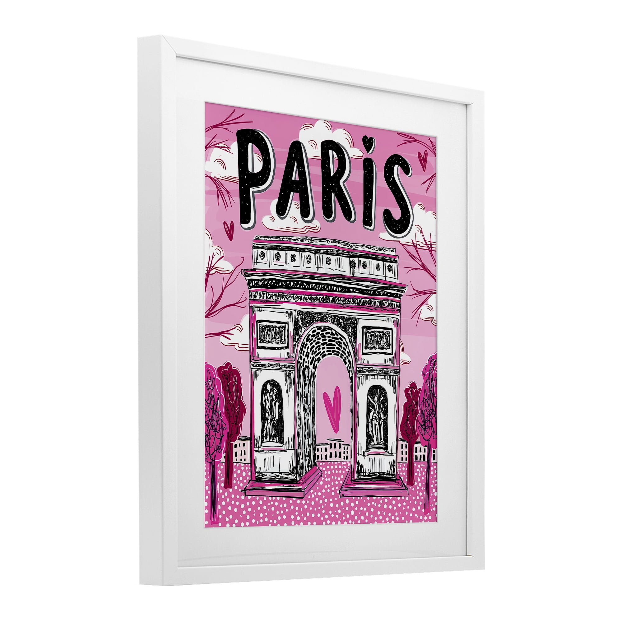 Stupell Industries Romantic Paris Arc de Triomphe White Framed Print Under Glass, design by Jess Stempel