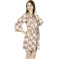 thumbnail image 4 of Bimba Women Short Cotton Robe Floral Print Getting Ready Bridesmaid Robes- White, 4 of 5