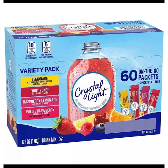 Crystal Light Variety Pack Drink Mix Packets 60 pk.
