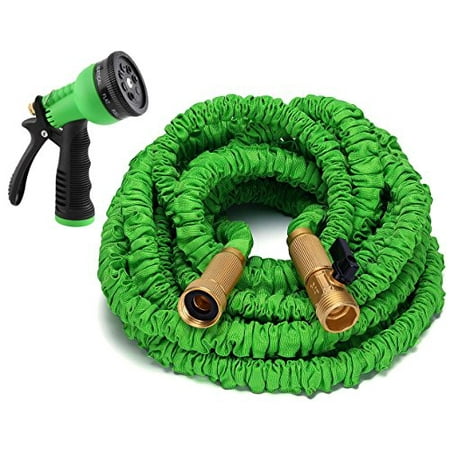 Gardees Tm 50 Ft Expandable Garden Hose -Solid Brass End + 8 Function Spray Nozzle and Shut-off Valve,Best Flexible Water