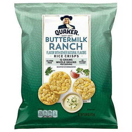 2 Pack Quaker Popped Rice Crisps Gluten Free Buttermilk Ranch - 6.06 Oz