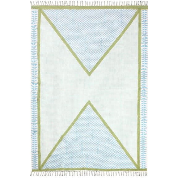 Casavani Kitchen Geometric Cotton Area Kilim, Blue 2x3 feet