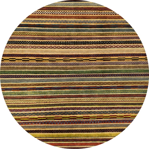 Ahgly Company Indoor Round Abstract Red Brown Abstract Area Rugs, 4' Round