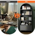 thumbnail image 6 of Tall Metal Lateral File Cabinet with Locking Glass Doors, Arched Bookcase with Drawers for Home Office, Assembly Required, 6 of 9