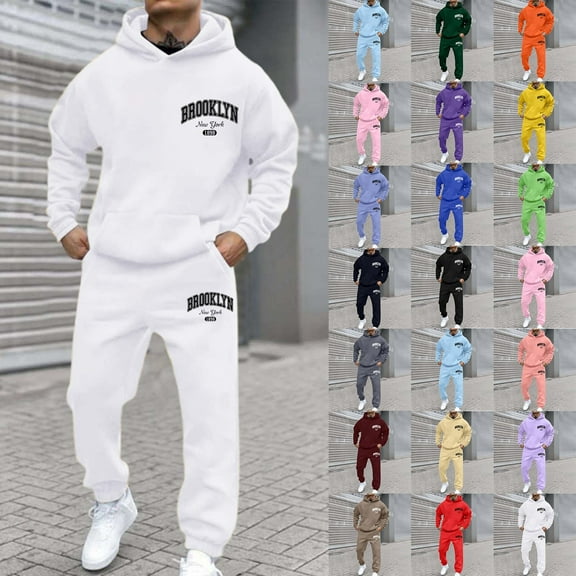 Sweatsuit with Pockets Athletic Sweatsuits Jogging Suits Men's Tracksuit 2 Piece Sweatsuit Set Long Sleeve Pullover Athletic Suit Sweatpants Casual Sport Jogging Suits With Pockets (Beige, L)