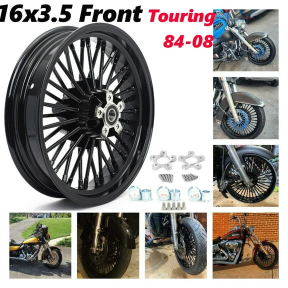 Fat Spoke Front Wheel 16X3.5 for Harley Touring Electra Glide Classic FLHTC FLHT EFI FLHTI 1984-2008 2000 2001 2002 2003 2004 2005 2006 2007 Road Glide FLTR Road King FLHR Street Glide FLHX