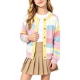 thumbnail image 2 of Girls Sweater Sweet Color Block Cardigan Long Sleeve Knit Top, 2 of 4