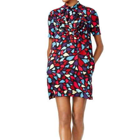 LOVE MOSCHINO Dresses - Red Blue Women's Heart Print Shift Dress 40 ...
