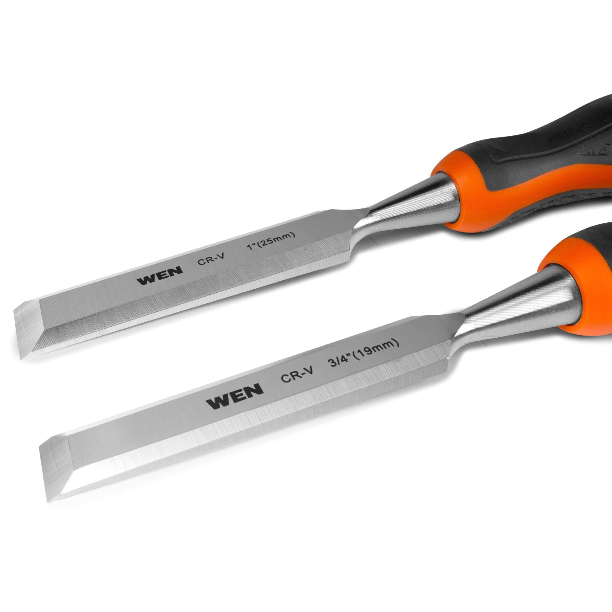 WEN Short Blade Wood Chisel Set with Heat-Treated Carbon Steel Blades, 4 Piece (CH4010)