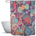 thumbnail image 2 of Mandala Ethnic Decor Shower Curtain Retro Geometric Round Patterns Floral Print Theme Bathroom Set with Hooks,71*71in, 2 of 5