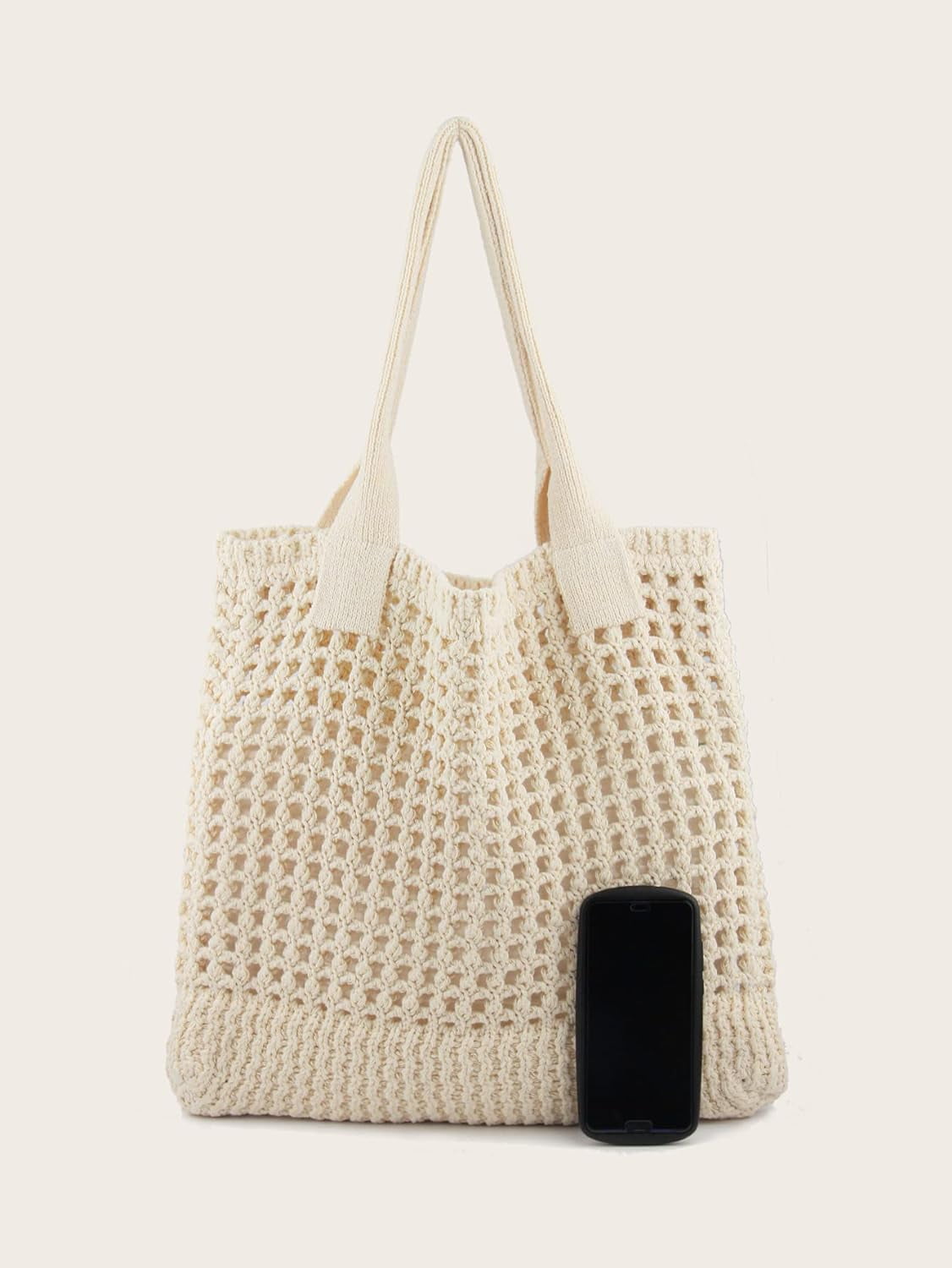 CAILDANL Women's Beach Tote Bag, Crochet Knit Hollow Design, Stylish Tote for Beach,Travel and Everyday Use Aesthetic Handbag